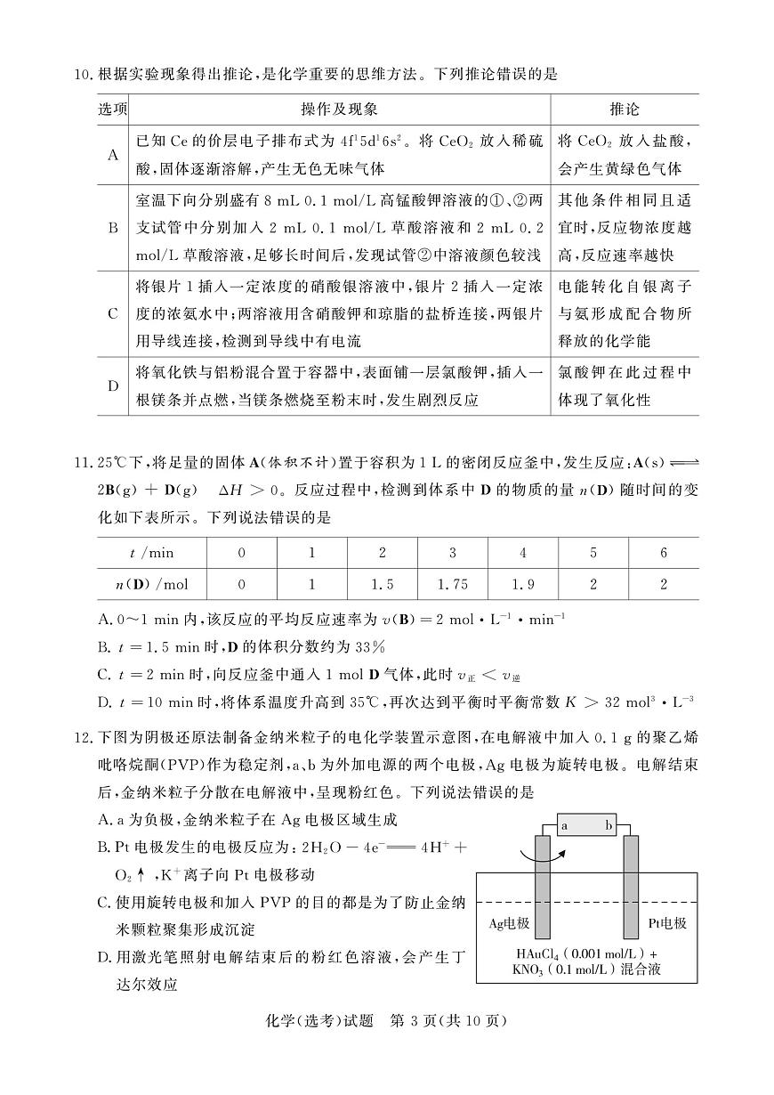 湖南省Flawless新高考联盟2024-2025学年高三下学期联考（四）化学试题（高考模拟）第3页