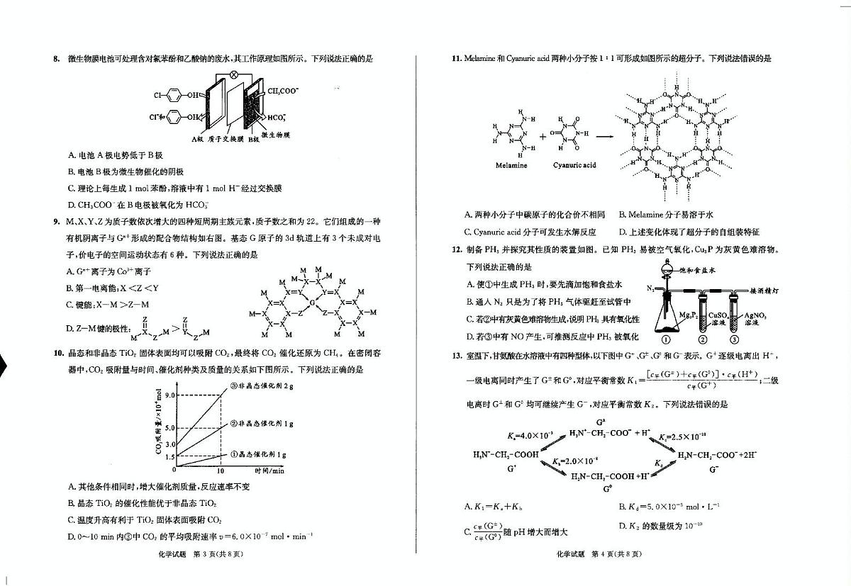 四川省内江市第六中学2024-2025 学年下期高三强化训练二化学试题（含答案） 化学试卷(强化二)第2页