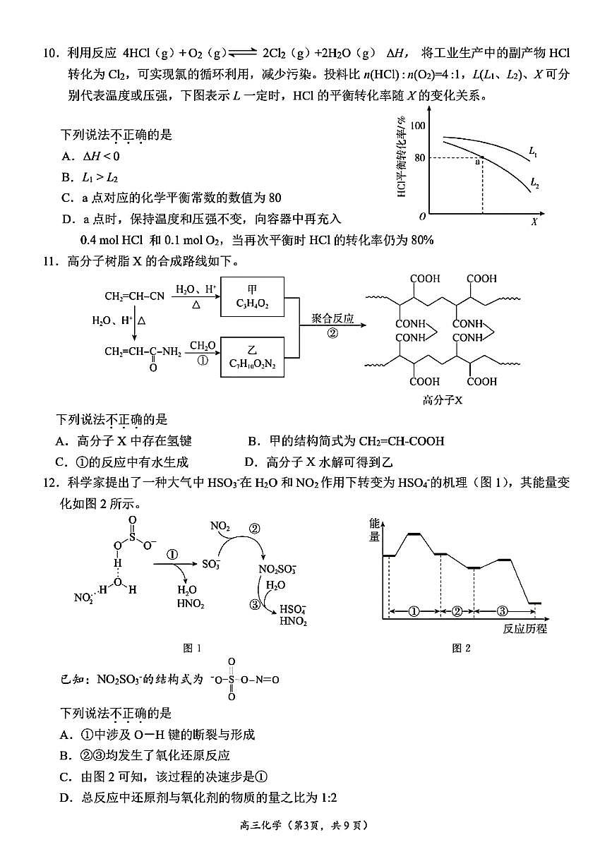 2025北京清华附中朝阳学校高三三模[高考模拟]化学试卷（有答案）第3页