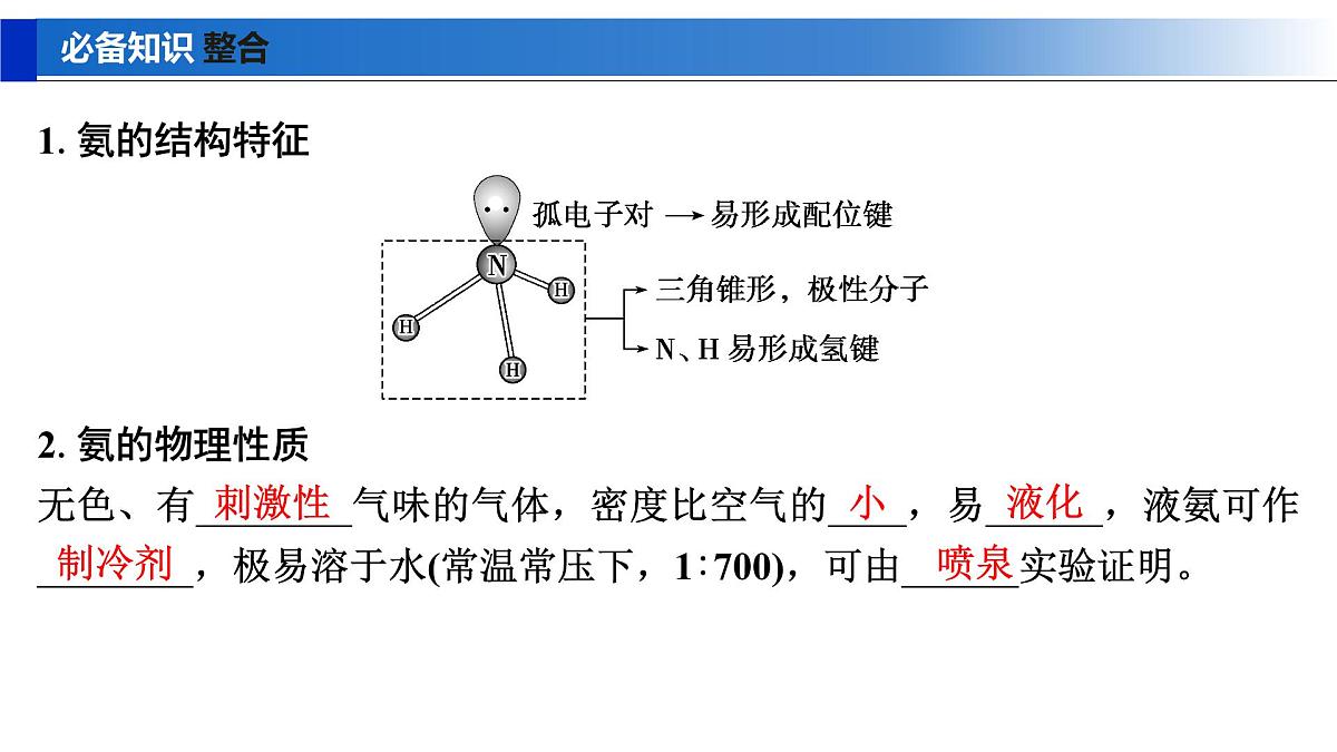 2026年高考化学一轮复习PPT课件 第20讲 氨及铵盐 含氮物质的转化第4页