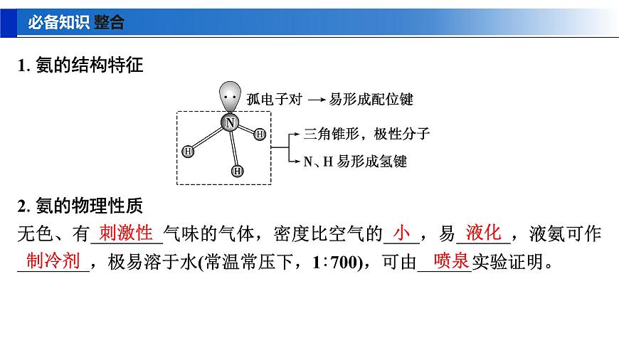 2026年高考化学一轮复习PPT课件 第20讲 氨及铵盐 含氮物质的转化第4页
