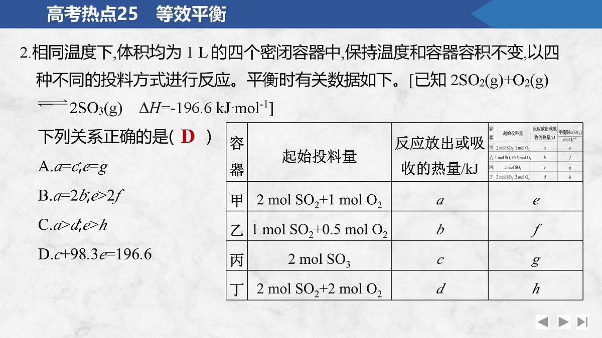 2026年高考化学总复习备课课件 高考热点25 等效平衡第5页