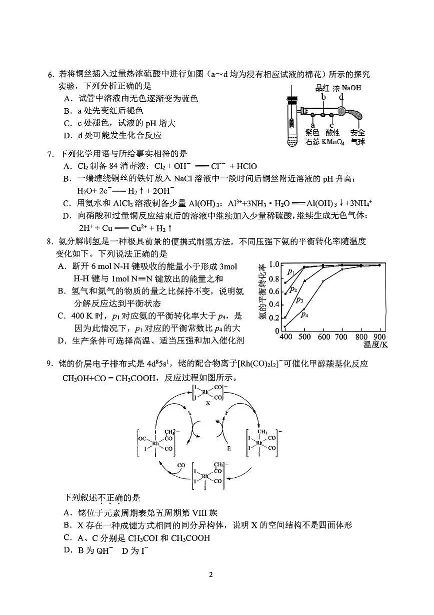 北京师范大学附属实验中学2025届高三下学期三模化学试题（高考模拟）第2页