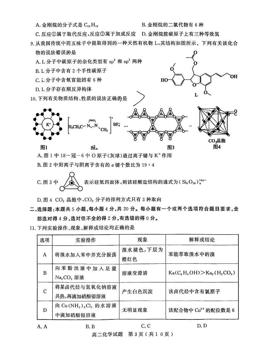 山东省聊城市2024-2025学年高二下学期期中考试化学试题（PDF版附答案）第3页