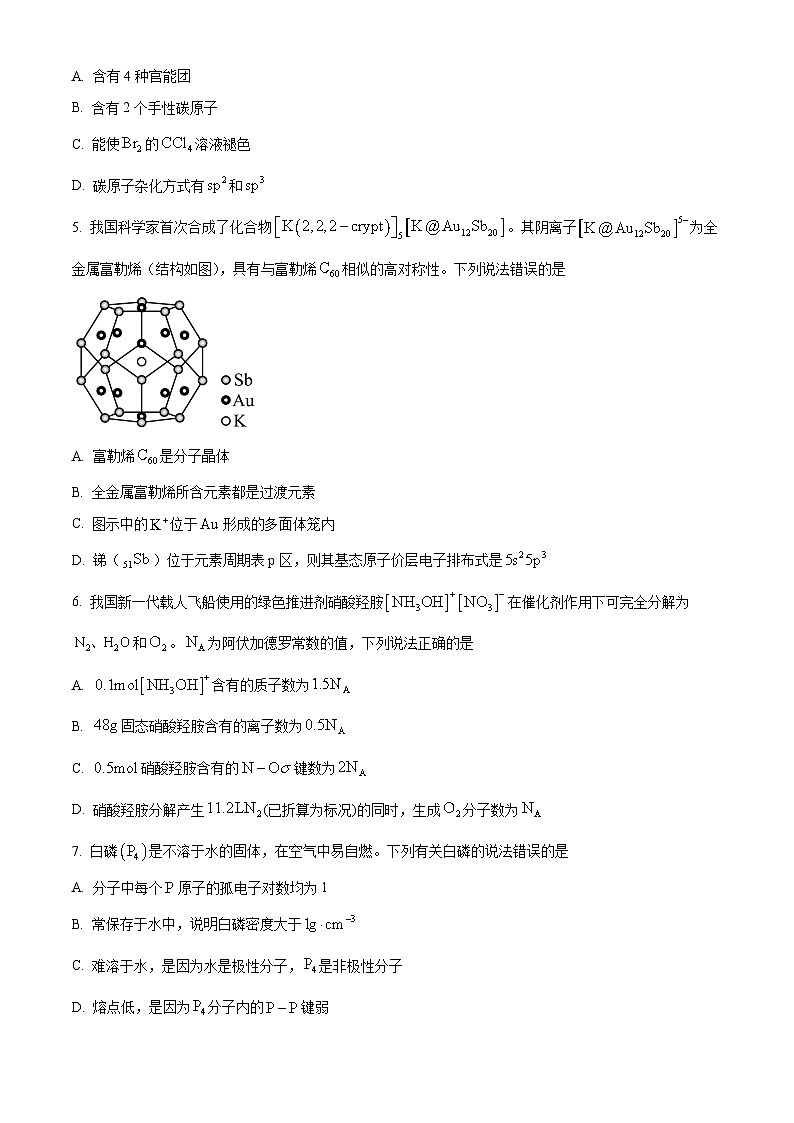 广东省广州市第七中学2024-2025学年高二下学期期中化学试题（含答案）第2页