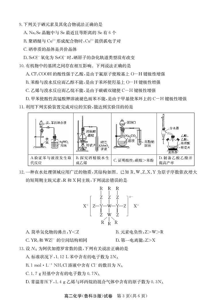 安徽省江南十校2024-2025学年高二下学期5月阶段联考化学（鲁科B版）试卷第3页