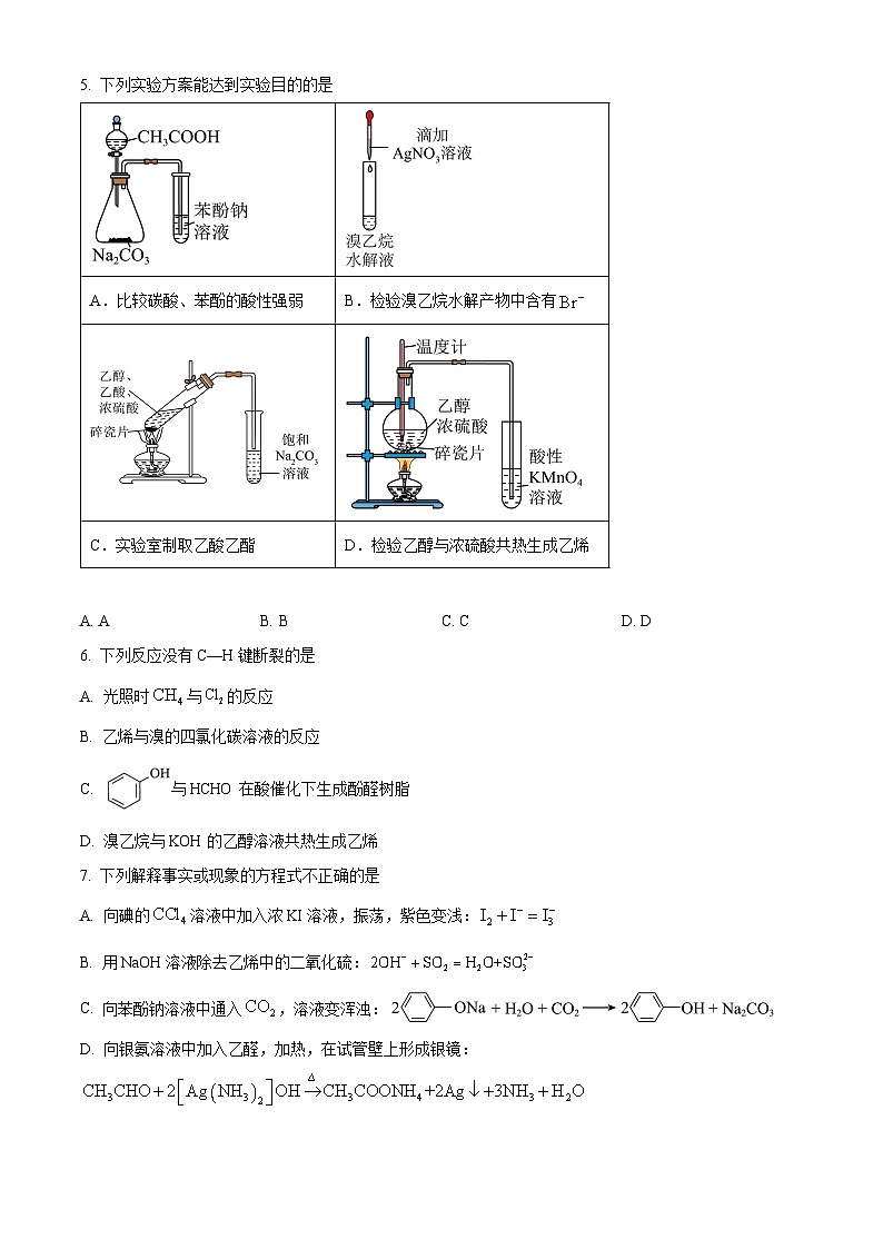 北京市育英中学2024-2025学年高二下学期期中练习 化学试卷第2页