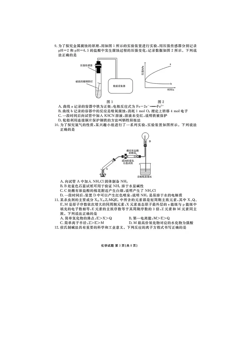 广东衡水金卷2025届高三5月份联考化学试卷含答案docx第3页