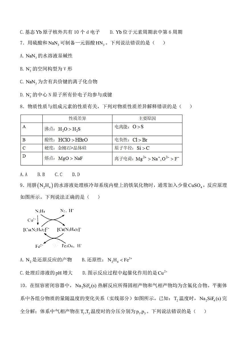 2025年山东卷化学高考真题（无答案）第2页