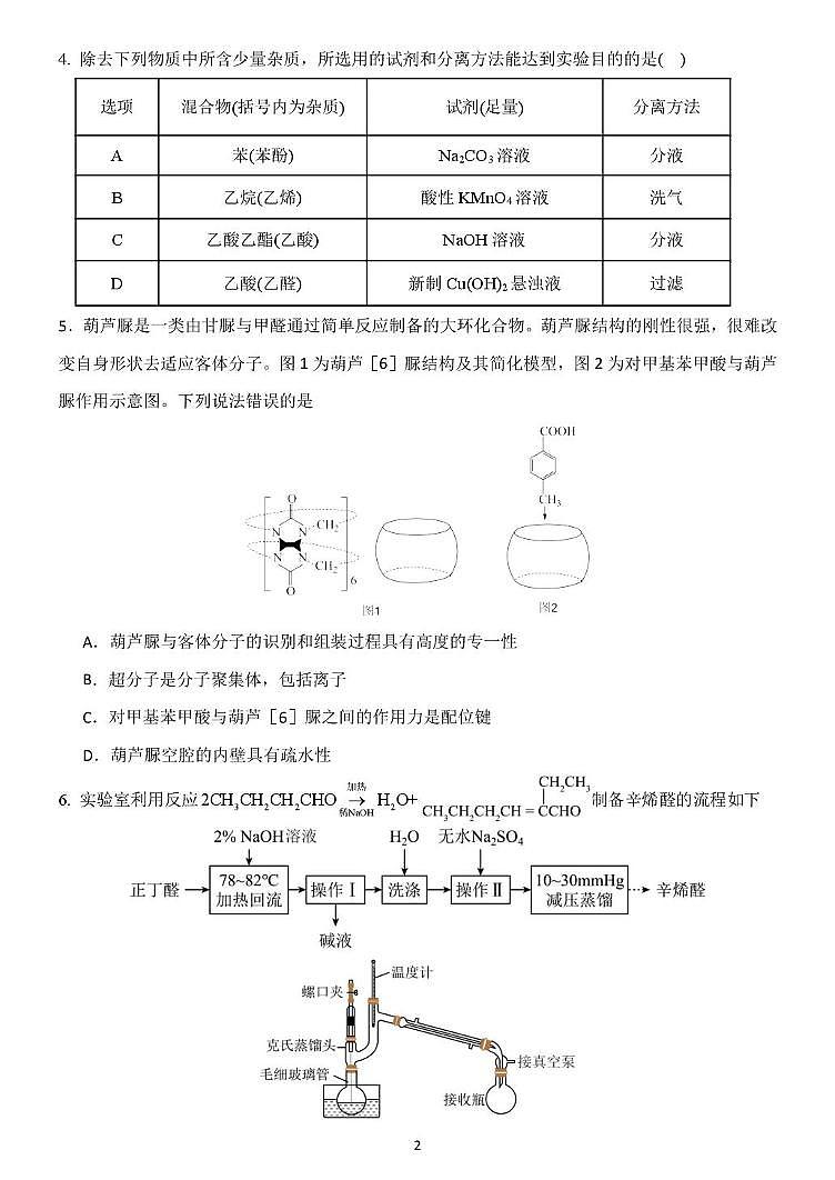 辽宁省沈阳市东北育才学校2024-2025学年高二下学期第二次月考化学试卷第2页