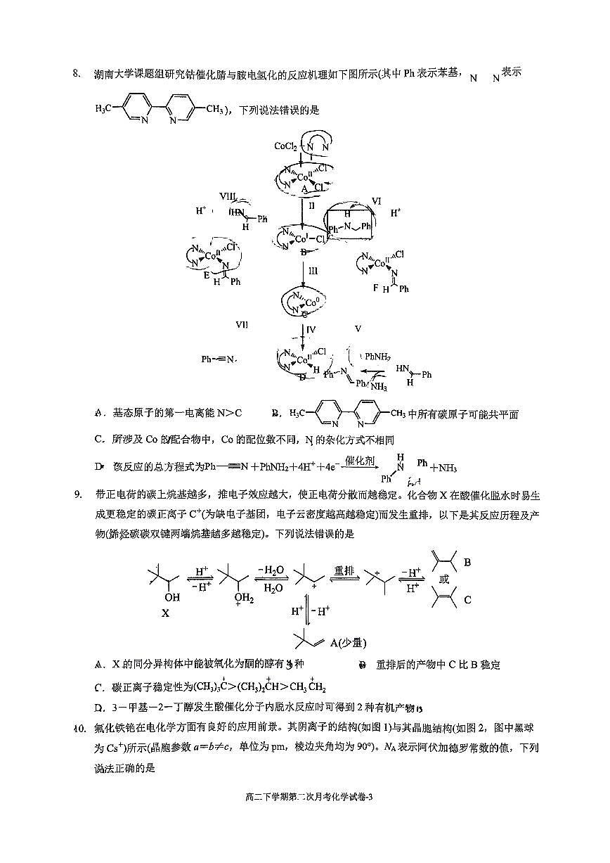 福建省厦门双十中学2024-2025学年高二下学期第二次月考化学试题（PDF版附答案）第3页