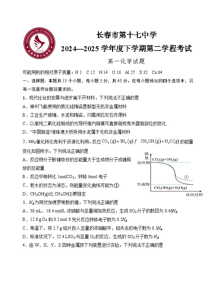 高一下学期期中考原卷5.19第1页