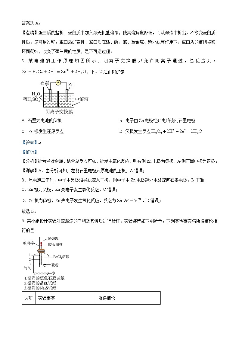 湖南省邵阳市第二中学2023-2024学年高一下学期6月期末考试化学试题（解析版）第3页