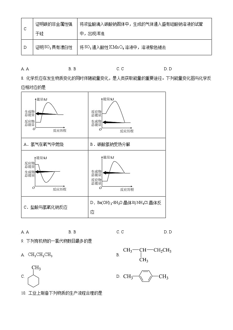 湖南省邵阳市邵东市223-2024学年高一下学期期末考试化学试题（原卷版）第3页