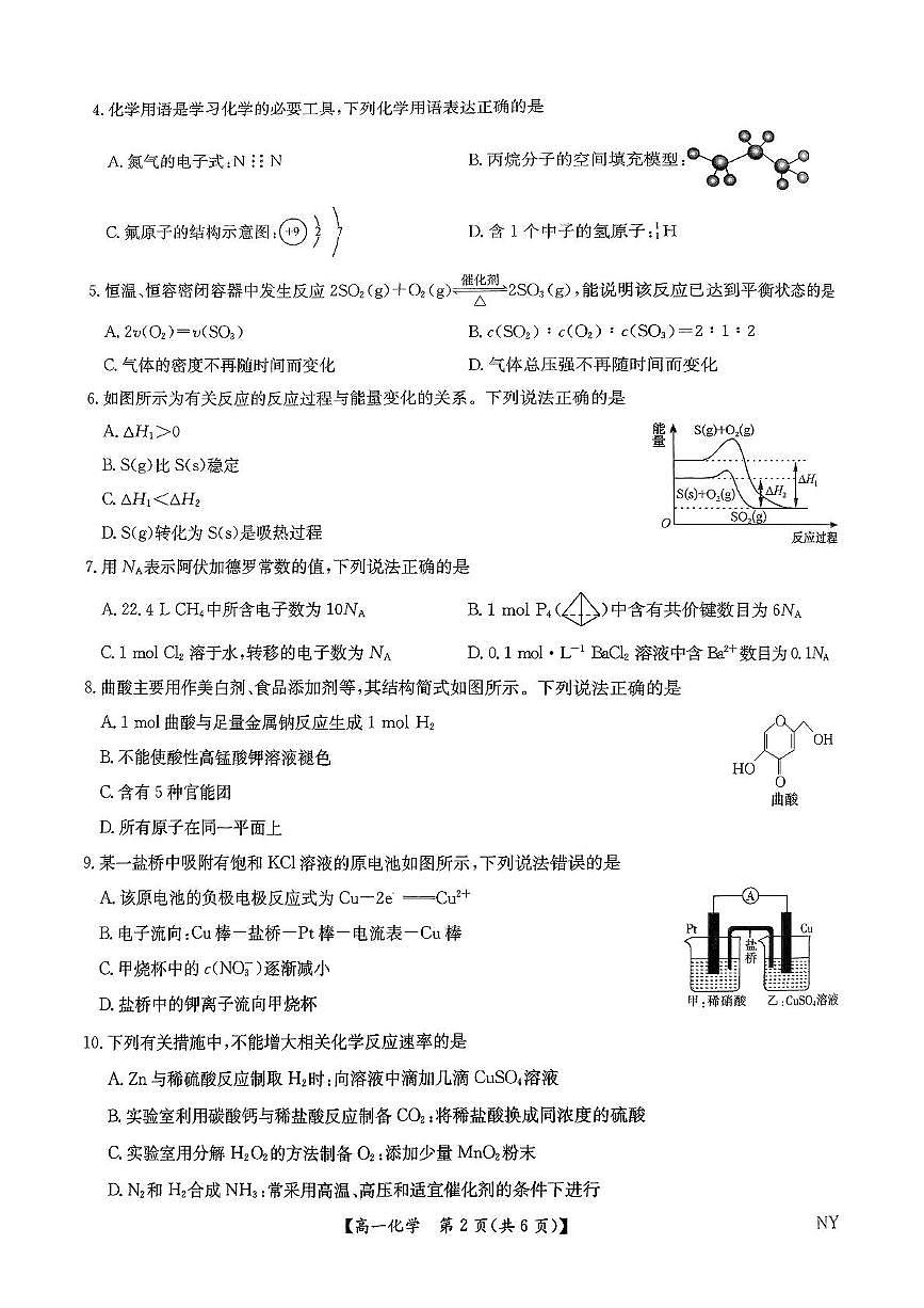 河南九师联考2025年高一下学期6月期末考试化学试题（含答案）第2页