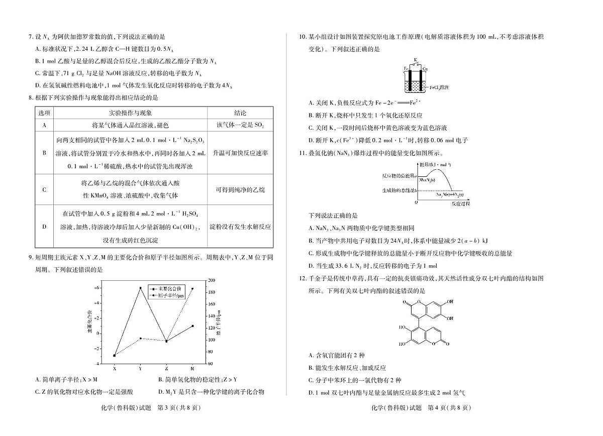 化学鲁科版高一下期末摸底考试第2页