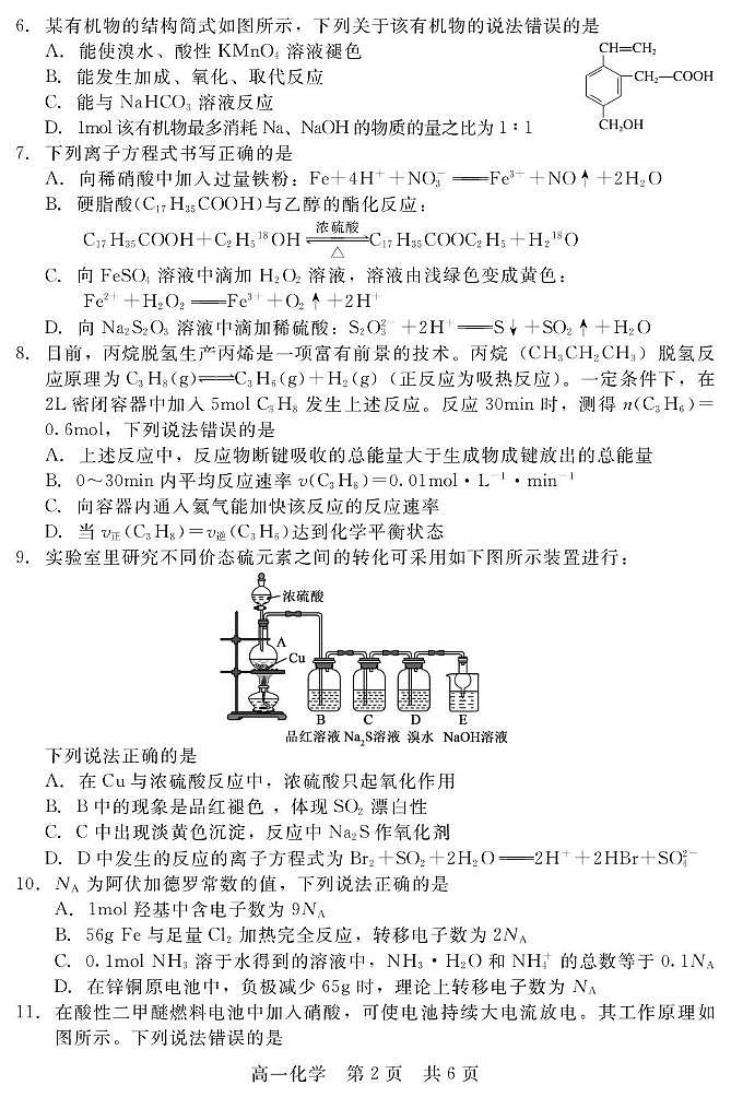 河北NT20名校联合体2025年高一下学期6月期末化学试题第2页