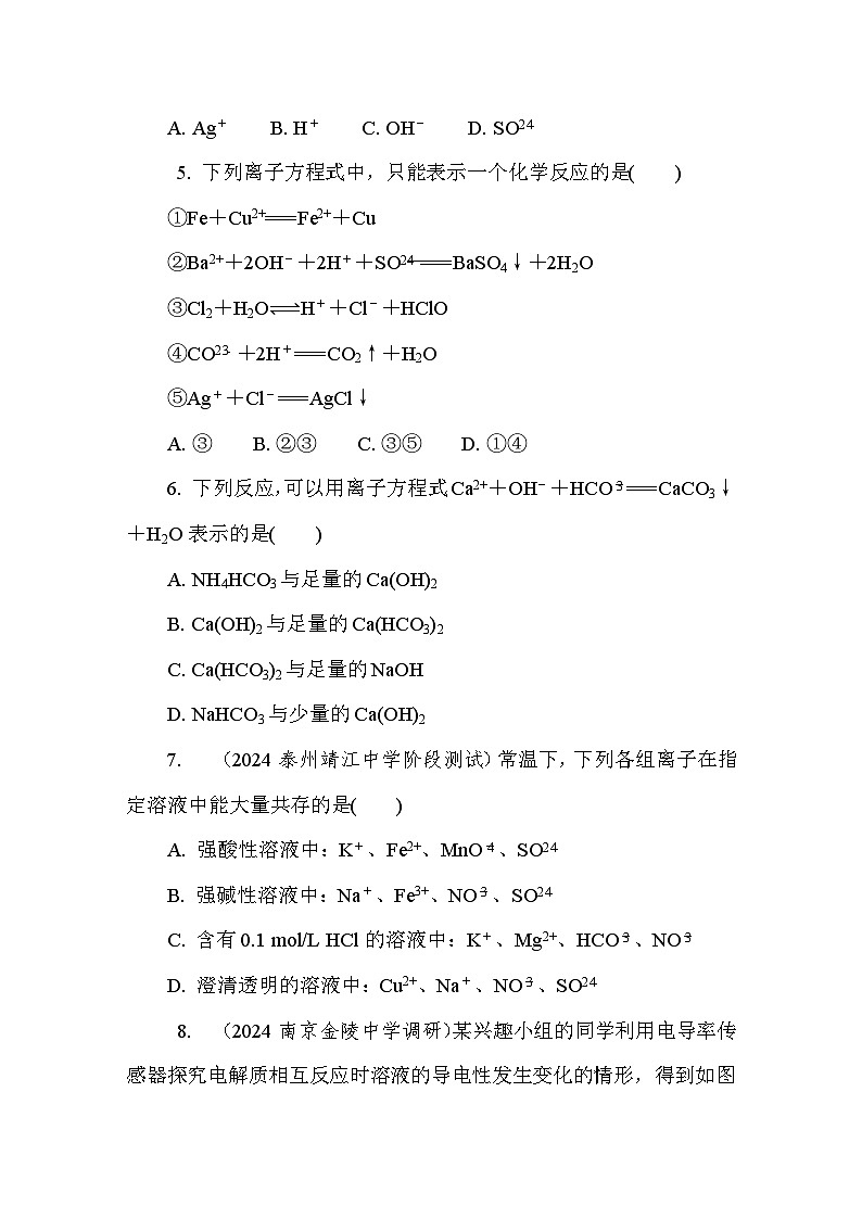 3.2.4 离子反应 课后练（含答案）高中化学 必修1（苏教版2019）第2页