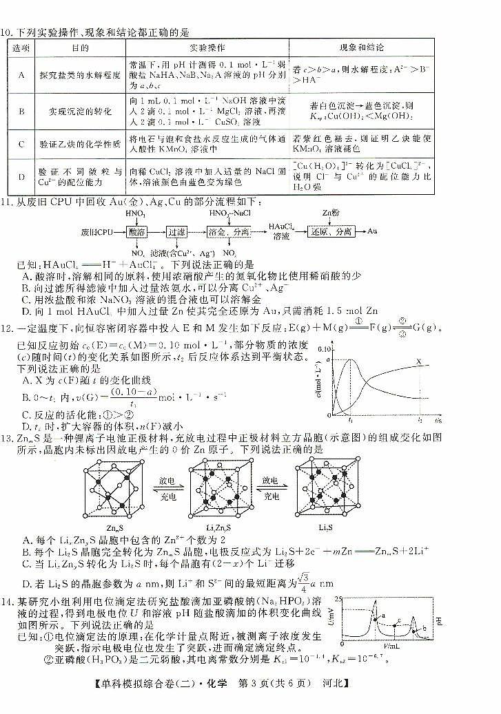 河北省市级联考2024-2025学年高三上学期11月期中考试+化学试题第3页