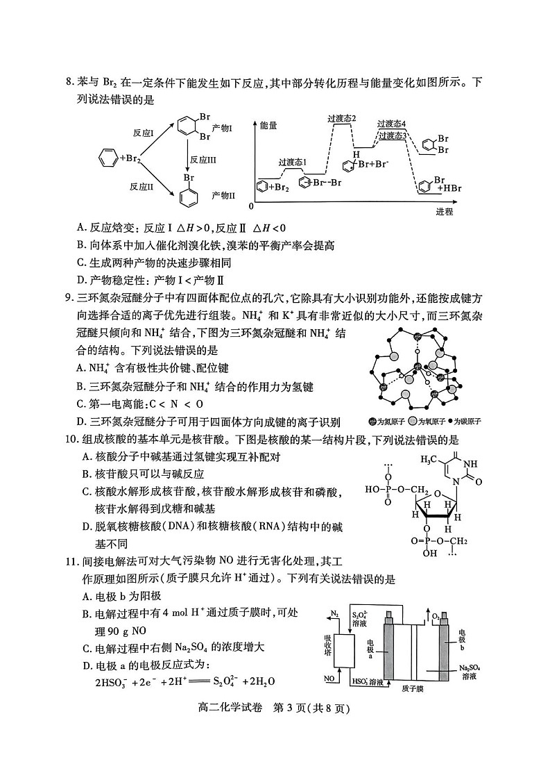 湖北省荆州市2024-2025学年高二下学期7月期末质量检测化学试题（含答案）第3页