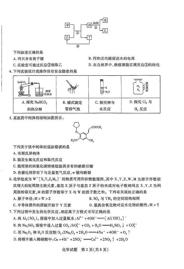 河南省2025届高三化学下学期阶段性测试七试题pdf第2页