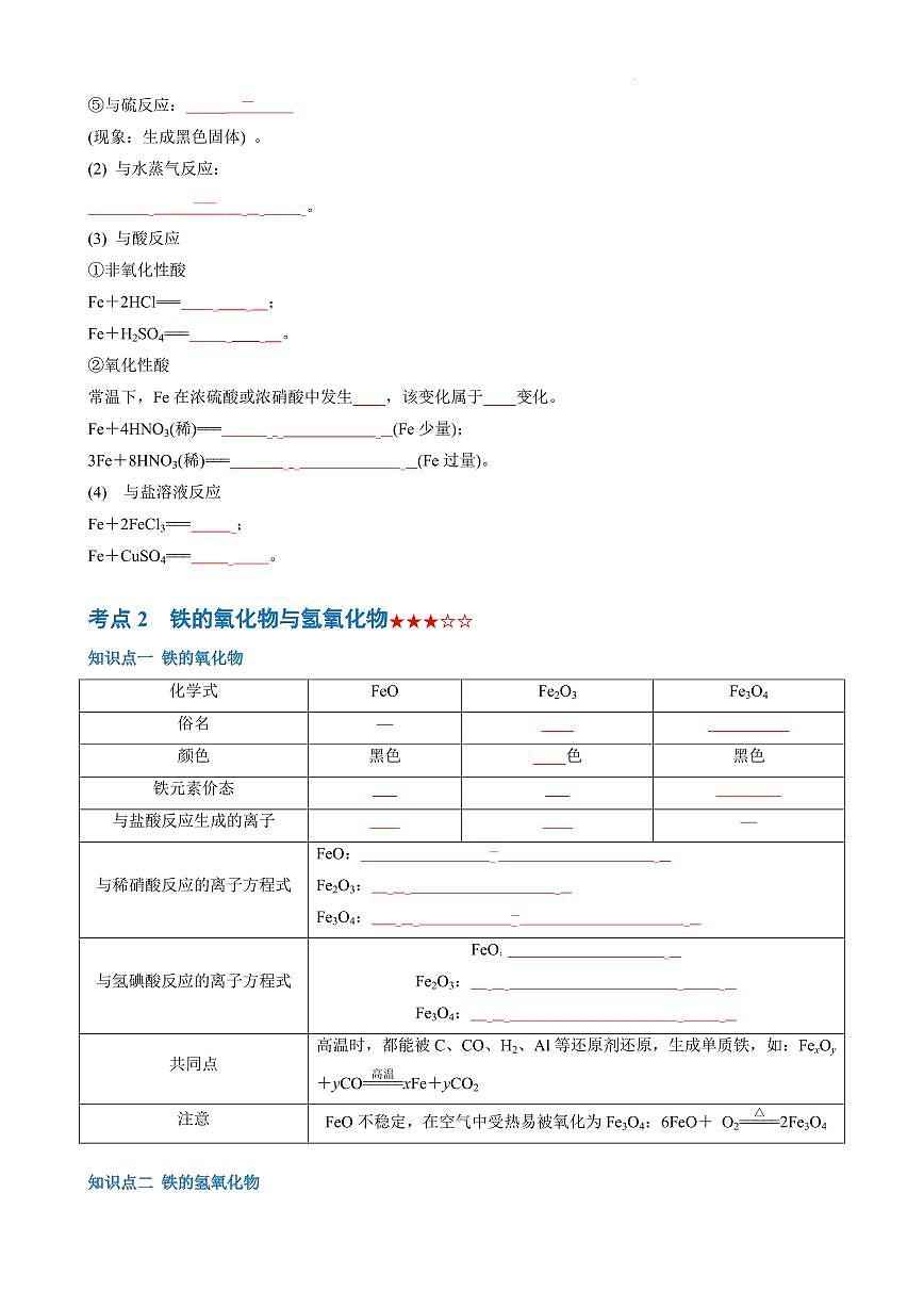 铁及其化合物（知识点梳理+真题挑战）（原卷版）第2页