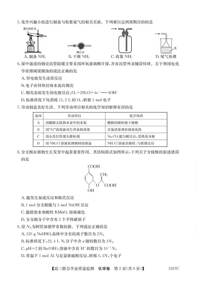 广东省“百日冲刺”2025届高三联合学业质量监测-化学试题（含答案）第2页