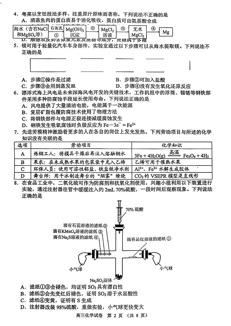 广东省顺德区2025届高三教学质量检测（二）-化学试题（含答案）第2页