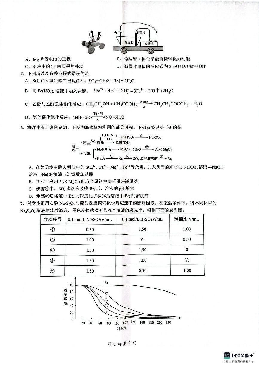 安徽省智学联考2024—2025学年高一下学期期末化学试题（含答案）第2页
