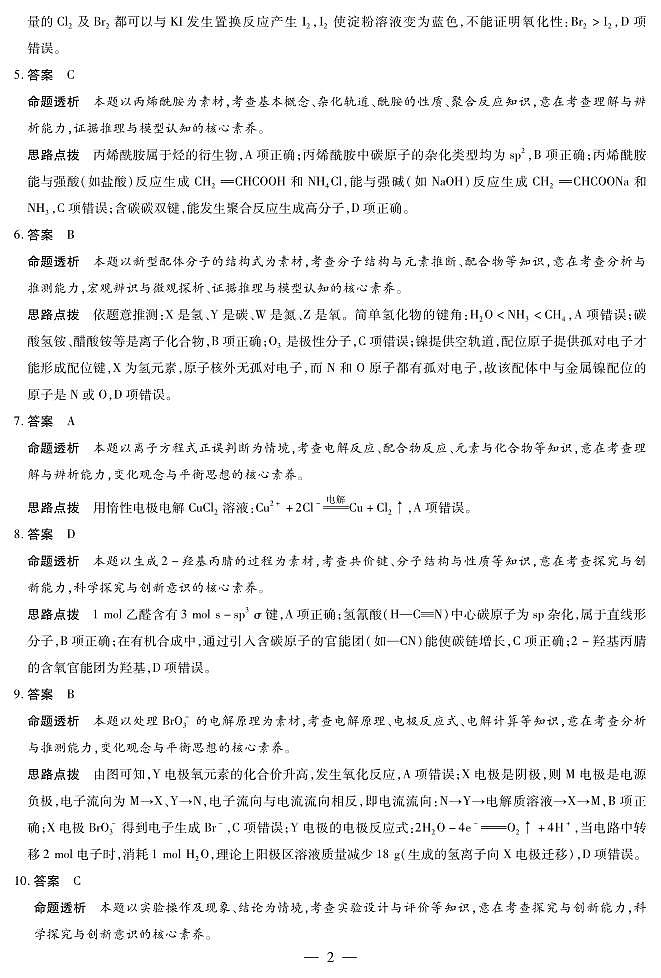 河南省部分学校2024-2025学年（下）高二年级期末考试化学答案第2页
