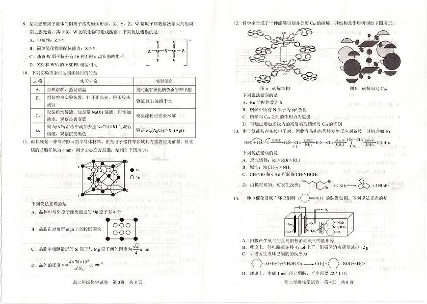 湖北省武昌区2024~2025学年度高二年级期末质量检测化学第2页