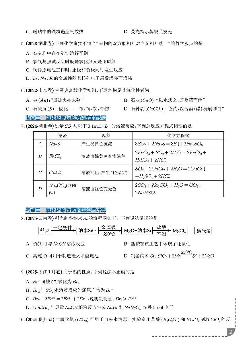 专题 氧化还原反应（学生版）第2页
