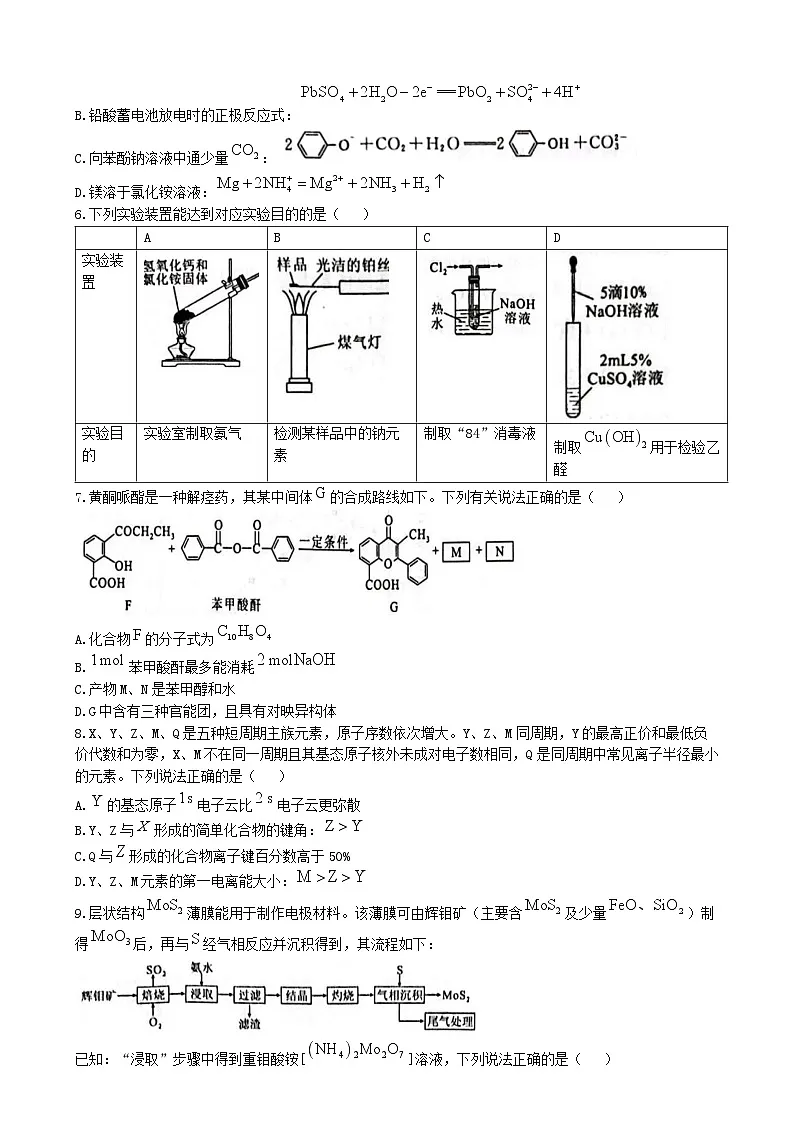 湖南省衡阳市2024_2025学年高三化学上学期1月期末考试试卷第2页