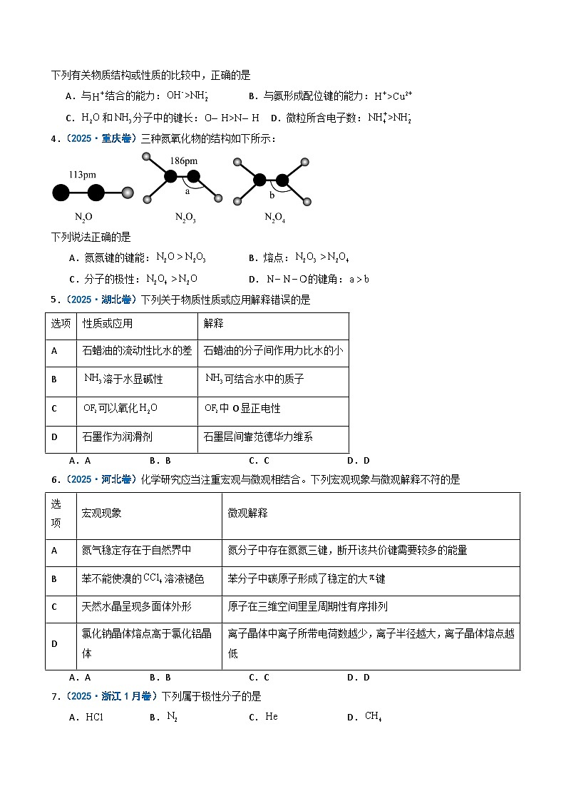 2025年高考真题和模拟题化学分类汇编：专题06 物质结构与性质  晶胞的分析与计算（原卷版）第2页