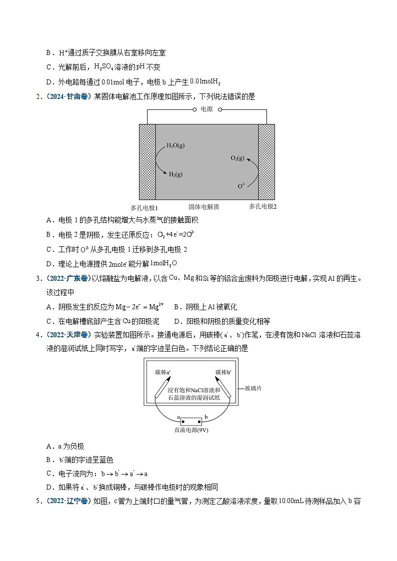 五年（2021-2025）高考化学真题分类汇编：专题16 电解池 金属的腐蚀与防腐（原卷版）第2页