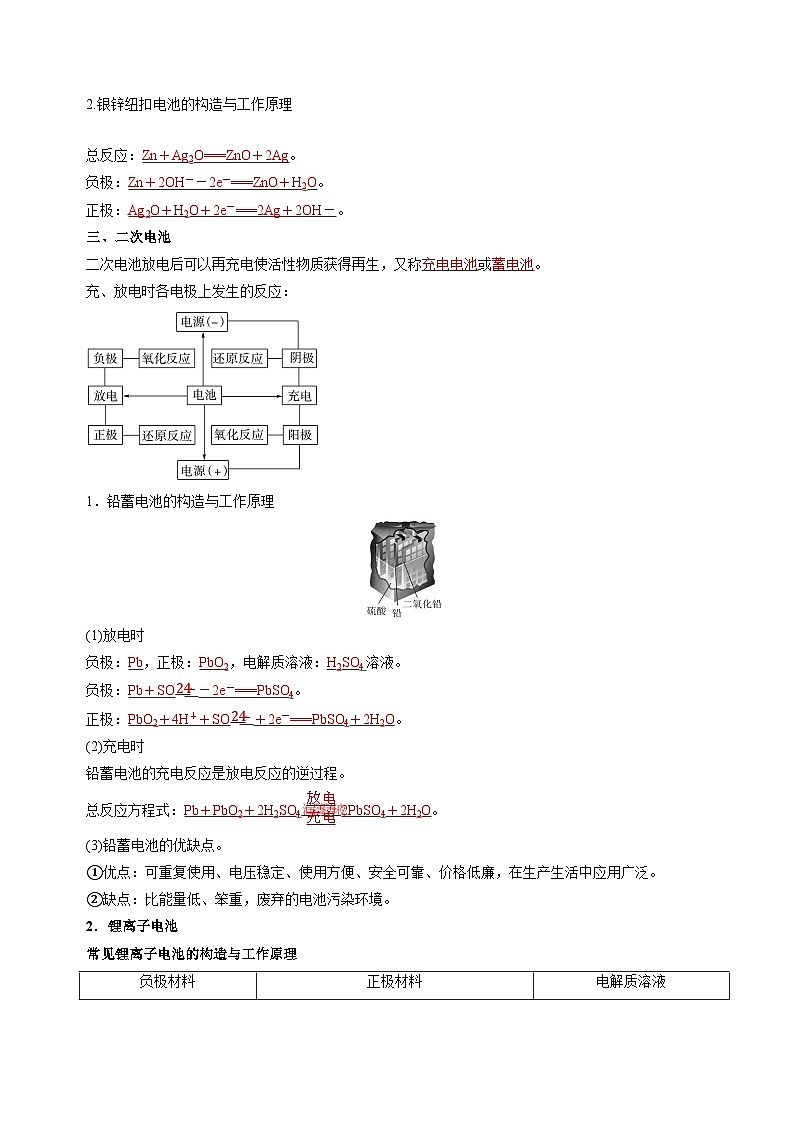 苏教版高中化学选择性必修第一册1.2.2《化学电源》知识清单（解析卷）第2页