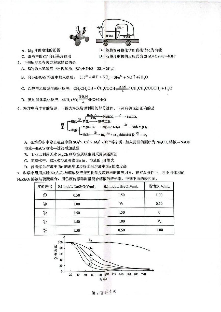 化学-​安徽省智学2024-2025学年高一下学期7月期末联考试卷+答案第2页