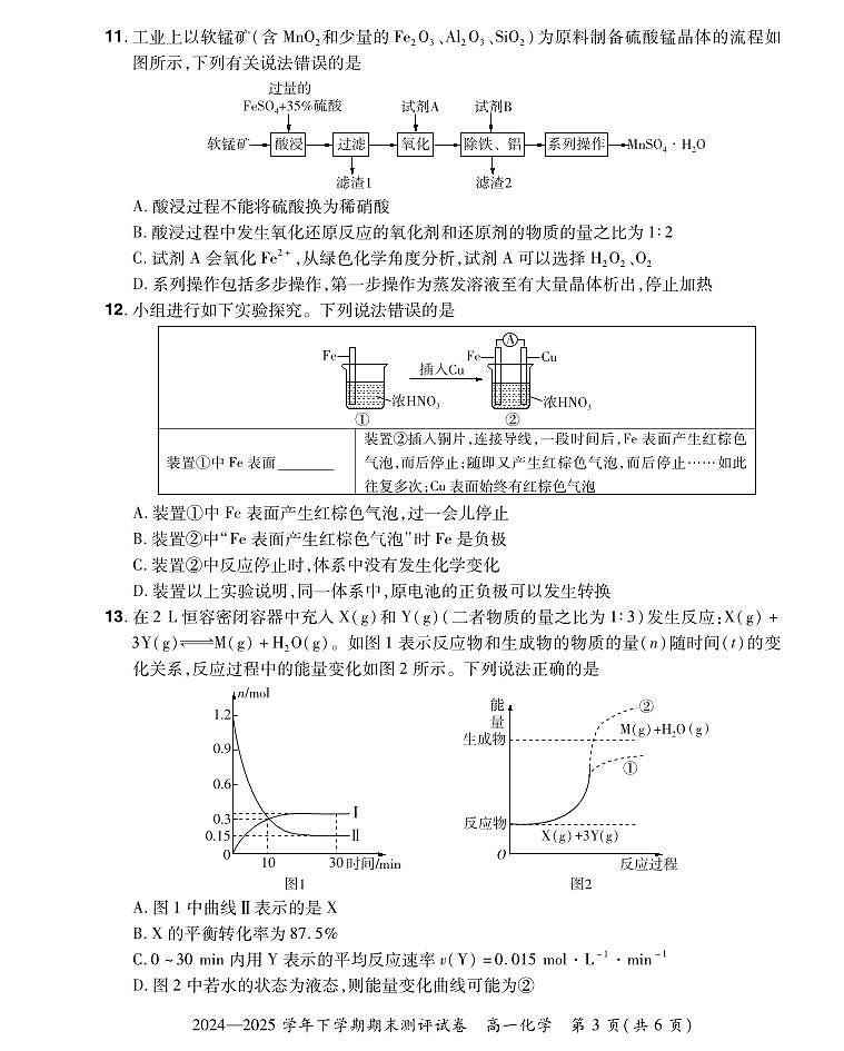 2024—2025学年下学期期末测评试卷化学第3页
