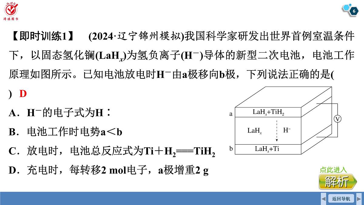 高考化学精品【一轮复习】PPT第七章　素养微专题(七)　新型化学电源的分析第6页