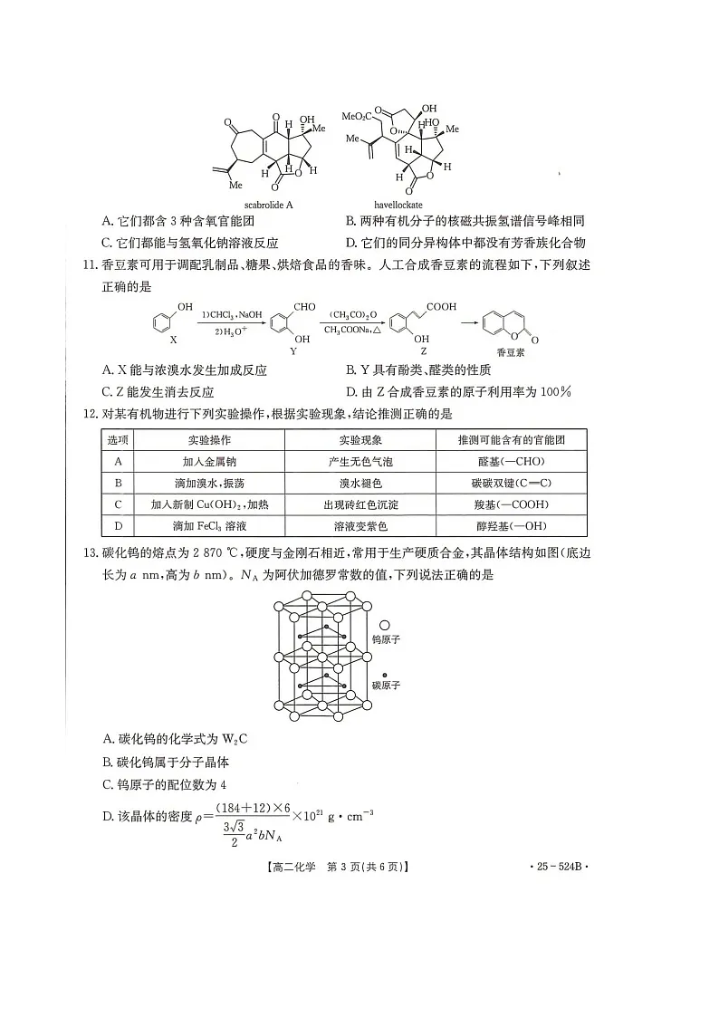 河北省邢台市2024-2025学年高二下学期7月期末测试化学试卷（图片版，含解析）第3页
