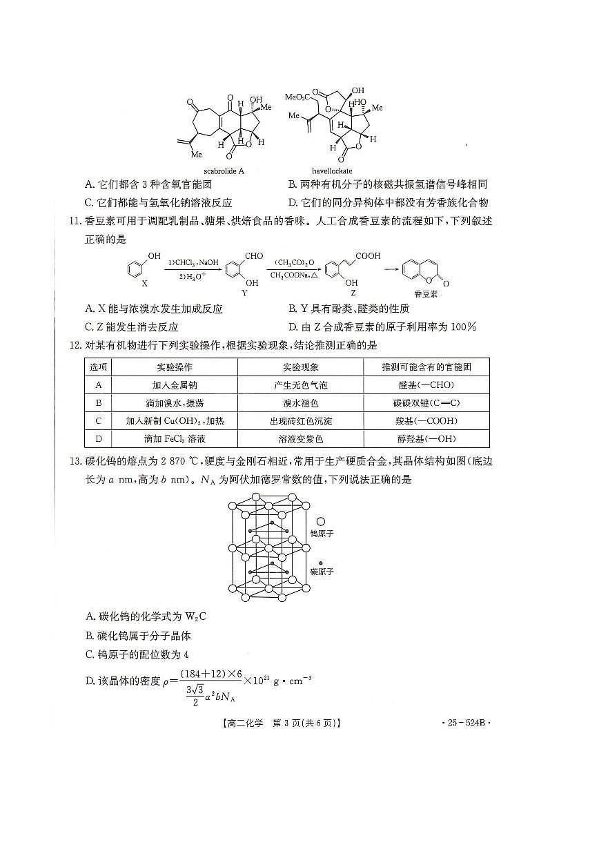 化学-河北省邢台市2024-2025学年高二下学期7月期末测试试题和答案第3页