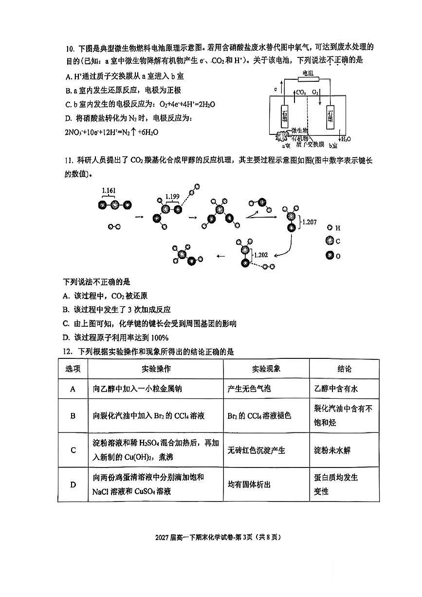 2025北京八一学校高一（下）期末化学试卷 有答案第3页