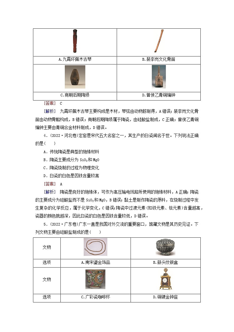 2026版高考化学一轮总复习真题演练第四章非金属及其化合物第二十一讲无机非金属材料试卷第2页