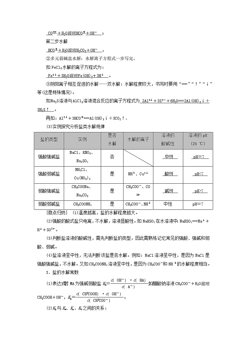 2026版高考化学一轮总复习知识梳理第八章水溶液中的离子反应与平衡第39讲盐类的水解考点一试卷第2页