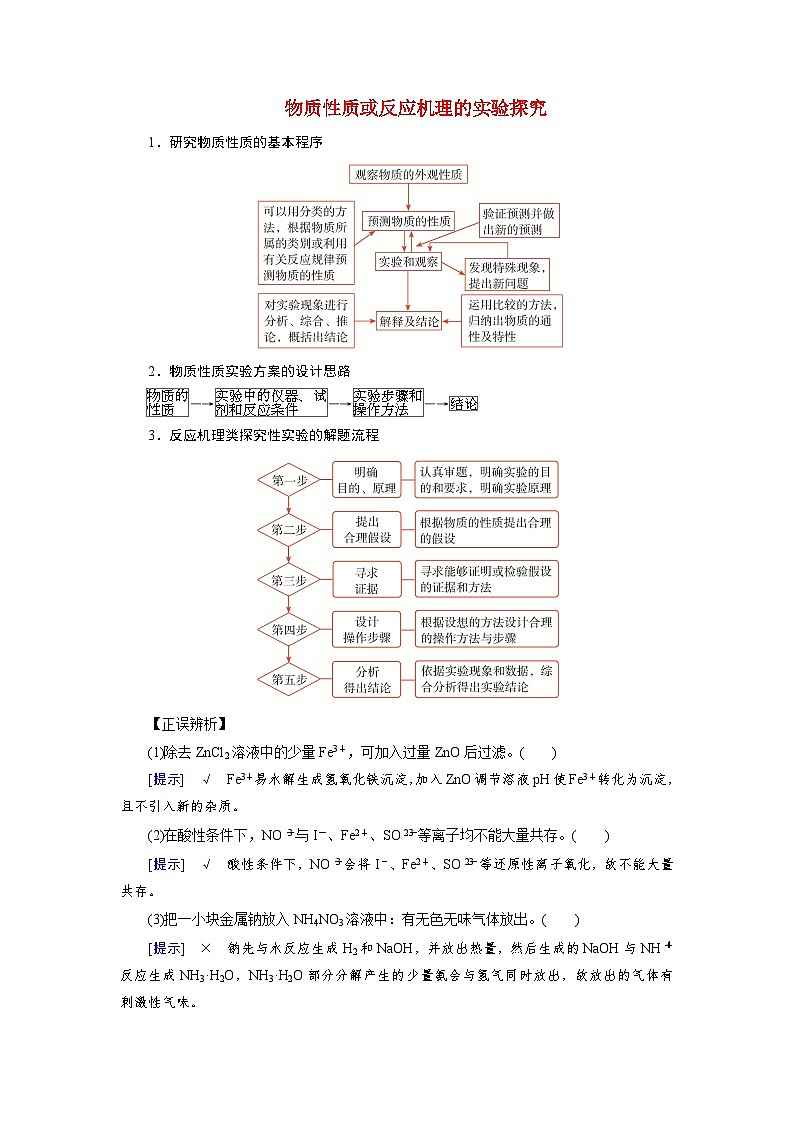 2026版高考化学一轮总复习知识梳理第九章有机化学基础第55讲化学综合实验探究考点二物试卷第1页