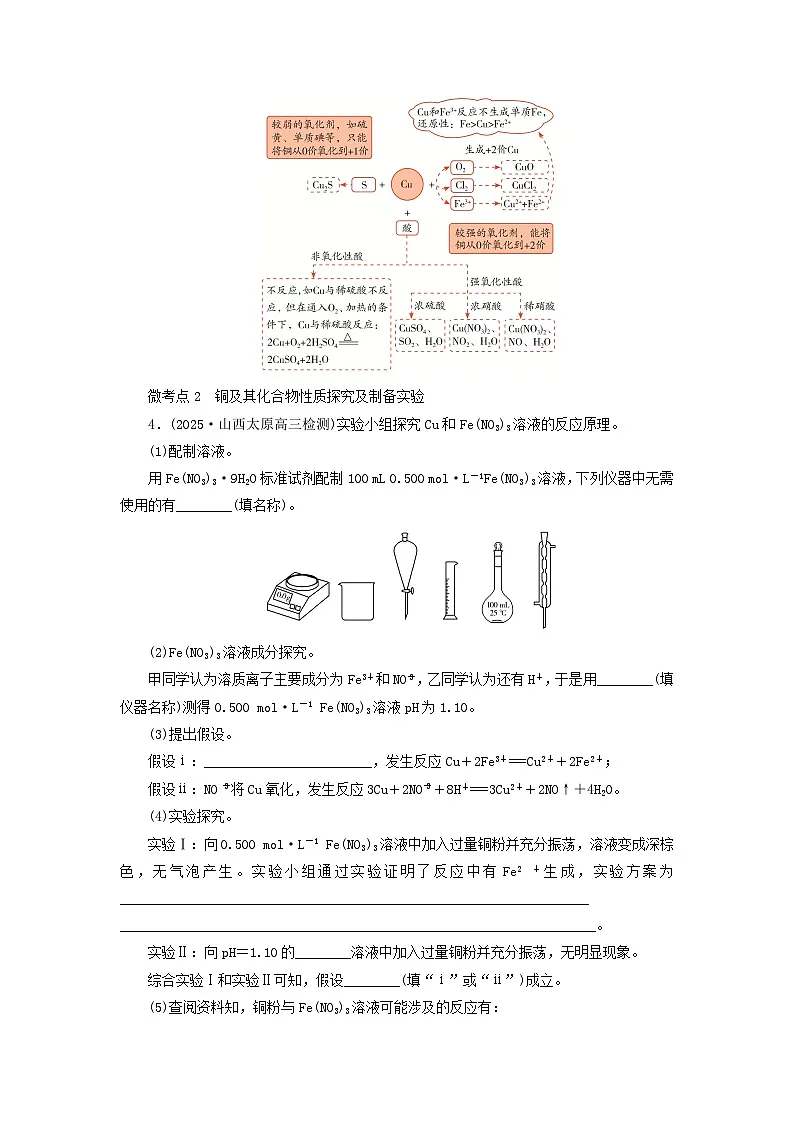 2026版高考化学一轮总复习考点突破练习第三章金属及其化合物第一十四讲铜金属材料和金属的冶炼考点一铜及其化合物第3页