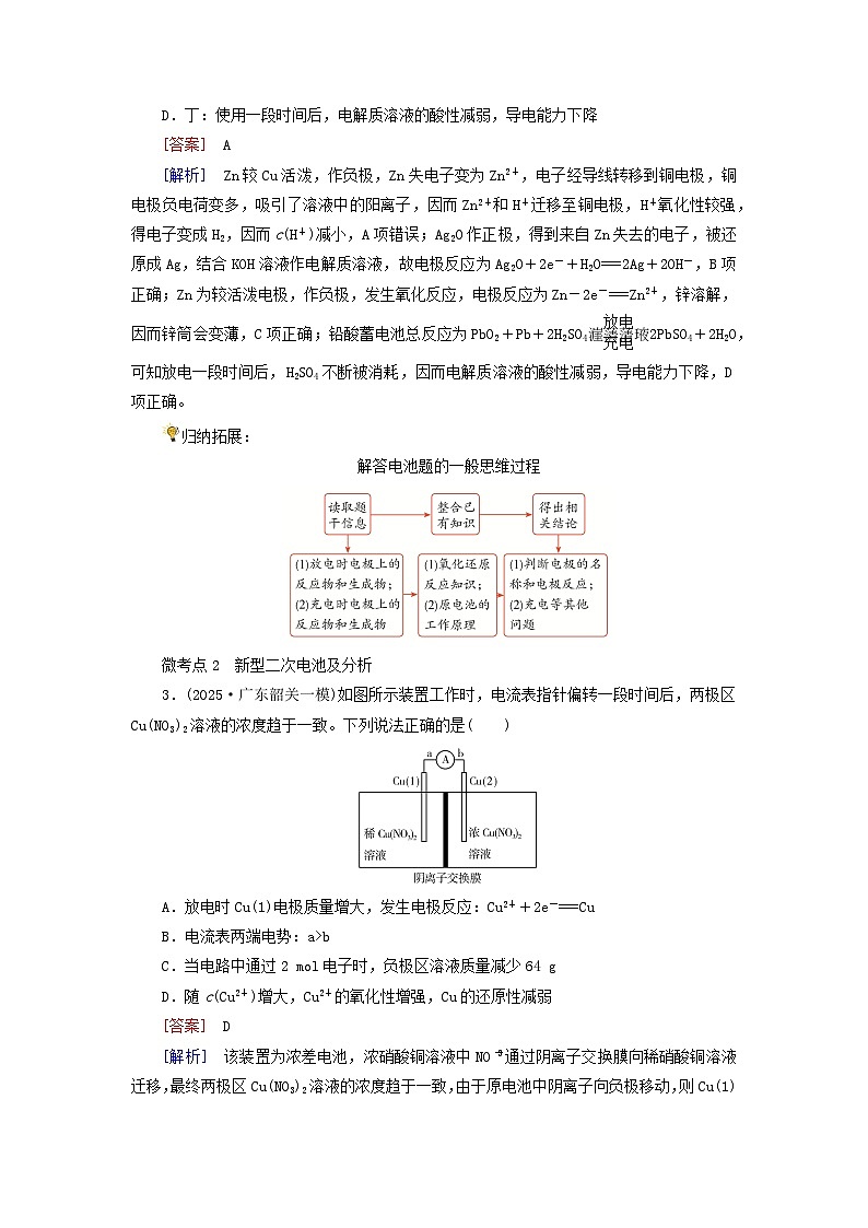 2026版高考化学一轮总复习考点突破练习第六章化学反应与能量第二十九讲原电池和化学电源考点二常见化学电源第2页