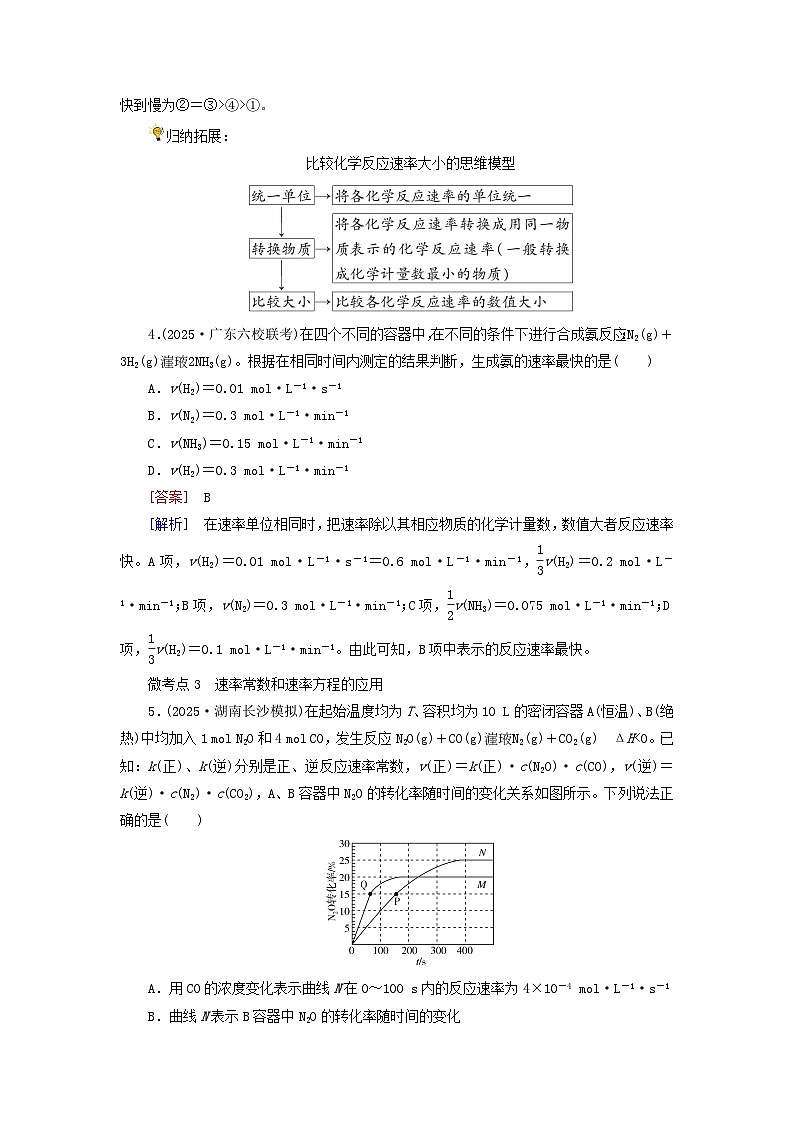2026版高考化学一轮总复习考点突破练习第七章第31讲化学反应速率及影响因素考点一化学反应速率的概念及计算第3页