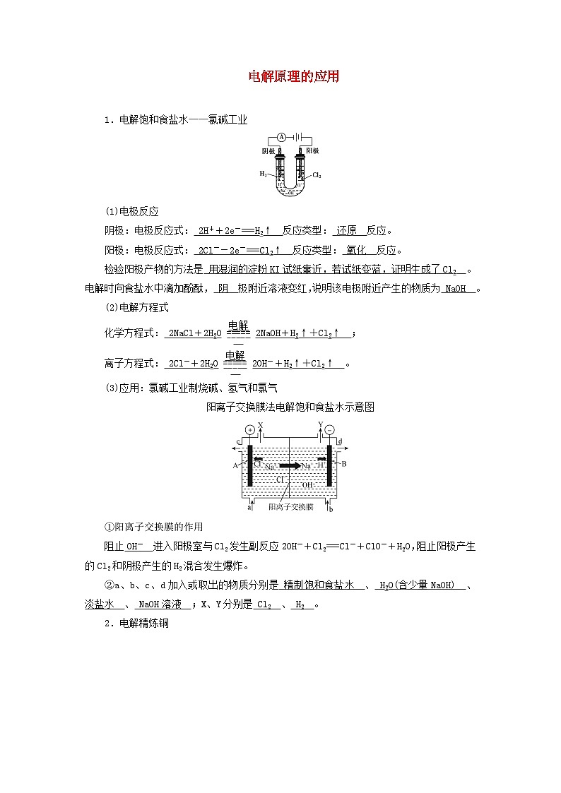2026版高考化学一轮总复习知识梳理第六章化学反应与能量第30讲电解池金属的腐蚀与防护考点2电解原理的应用第1页