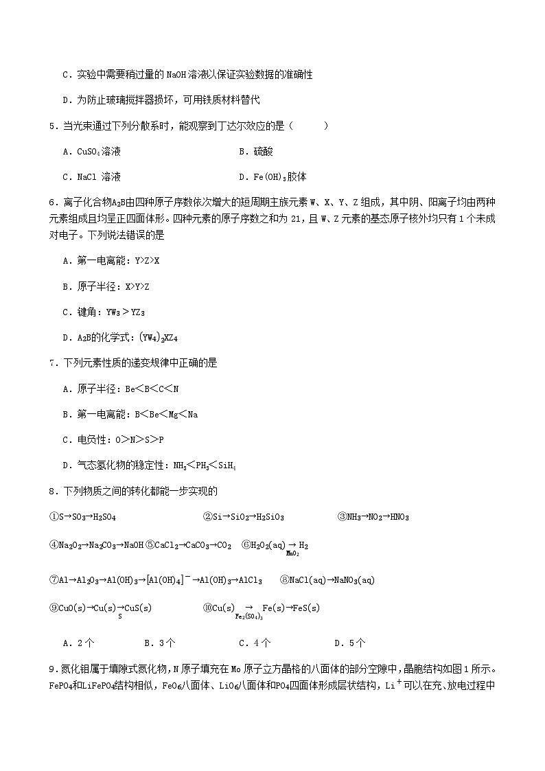 四川省广安中学2026届高三上学期冲刺月测（一）化学试卷（含答案）第2页